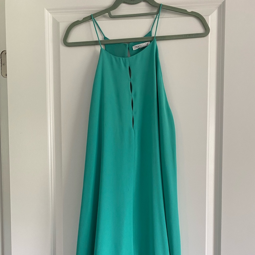 Turquoise high neck dress
